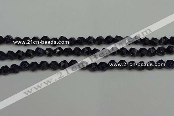 CNG7406 15.5 inches 8mm faceted nuggets blue goldstone beads