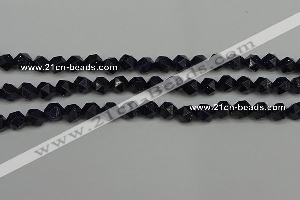 CNG7407 15.5 inches 10mm faceted nuggets blue goldstone beads