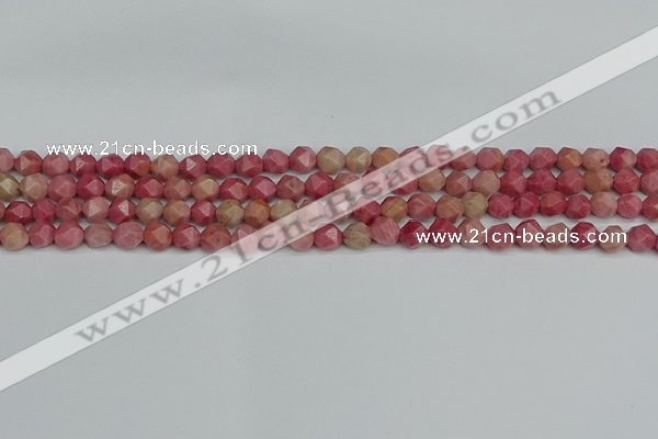 CNG7420 15.5 inches 6mm faceted nuggets rhodochrosite beads