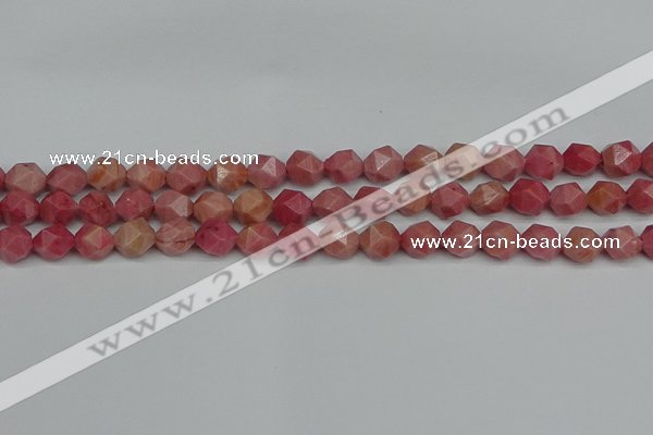 CNG7421 15.5 inches 8mm faceted nuggets rhodochrosite beads