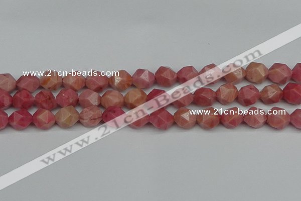 CNG7422 15.5 inches 10mm faceted nuggets rhodochrosite beads