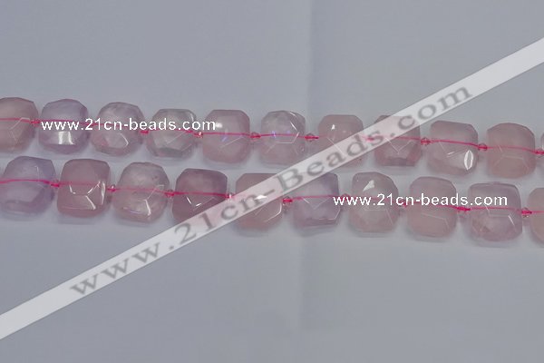 CNG7471 15.5 inches 18*25mm - 20*28mm faceted freeform rose quartz beads