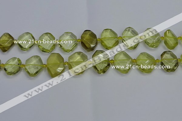 CNG7474 15.5 inches 13*18mm - 18*25mm faceted freeform lemon quartz beads