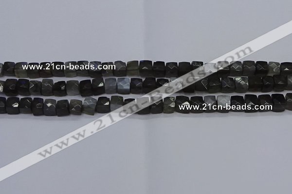 CNG7490 15.5 inches 8*8mm faceted nuggets black moonstone beads