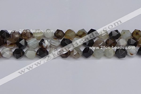 CNG7502 15.5 inches 8mm faceted nuggets line agate beads
