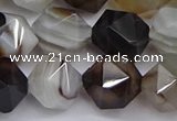 CNG7503 15.5 inches 10mm faceted nuggets line agate beads