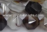 CNG7504 15.5 inches 12mm faceted nuggets line agate beads