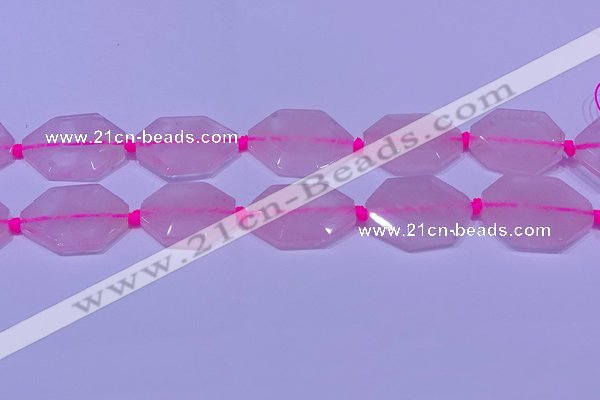 CNG7510 15.5 inches 25*35mm - 30*40mm faceted freeform rose quartz beads