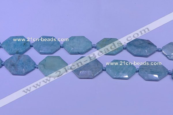 CNG7512 15.5 inches 25*35mm - 30*40mm faceted freeform amazonite beads