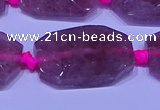 CNG7522 18*25mm - 25*35mm faceted freeform strawberry quartz beads