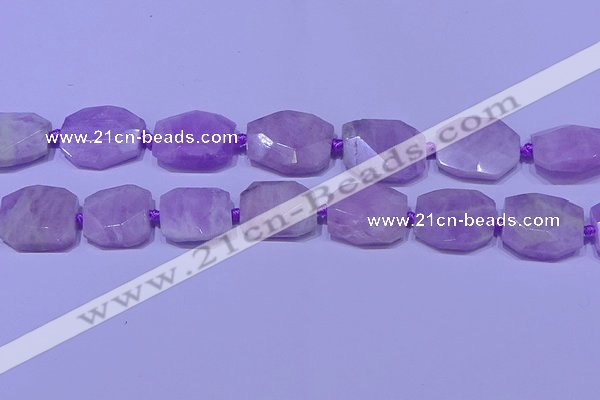 CNG7523 15.5 inches 18*25mm - 25*35mm faceted freeform kunzite beads