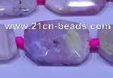 CNG7524 15.5 inches 18*25mm - 25*35mm faceted freeform pink opal beads