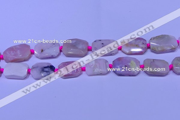 CNG7524 15.5 inches 18*25mm - 25*35mm faceted freeform pink opal beads