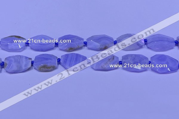 CNG7526 18*25mm - 25*35mm faceted freeform blue lace agate beads