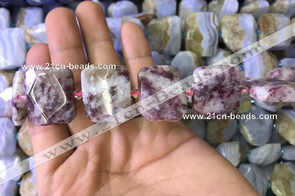 CNG7565 18*25mm - 20*28mm faceted freeform pink tourmaline beads