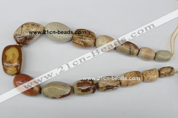 CNG76 15.5 inches 12*18mm - 20*30mm nuggets picture jasper beads