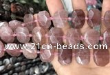 CNG7756 13*18mm - 15*25mm faceted freeform strawberry quartz beads