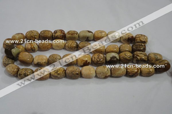 CNG776 15.5 inches 13*18mm nuggets picture jasper beads wholesale