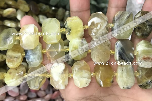 CNG7761 13*18mm - 15*25mm faceted freeform yellow opal beads