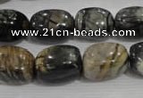 CNG777 15.5 inches 13*18mm nuggets black line jasper beads wholesale