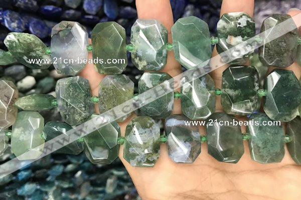 CNG7783 15.5 inches 13*18mm - 15*25mm faceted freeform moss agate beads
