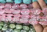 CNG7801 13*18mm - 18*25mm faceted freeform rose quartz beads