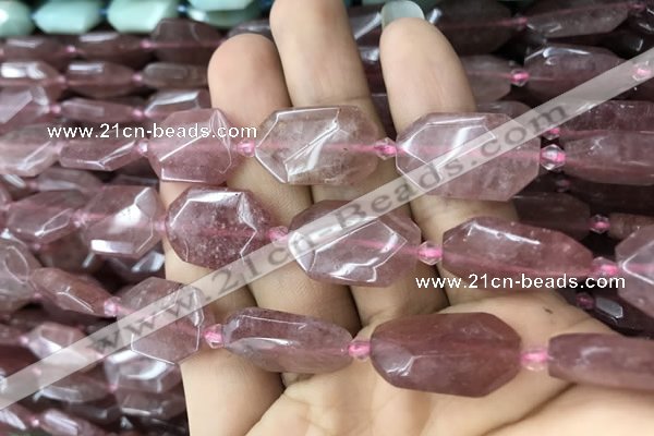 CNG7808 13*18mm - 18*25mm faceted freeform strawberry quartz beads