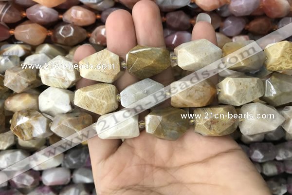 CNG7843 12*16mm - 15*25mm faceted nuggets fossil coral beads