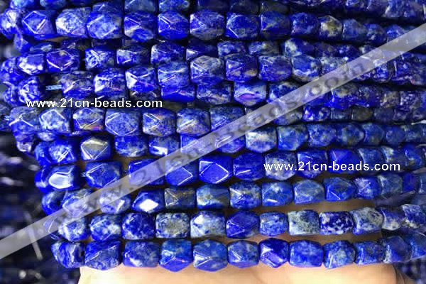 CNG7845 15.5 inches 6*8mm faceted nuggets lapis lazuli beads