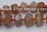 CNG7854 15.5 inches 6*10mm - 8*12mm faceted nuggets sunstone beads