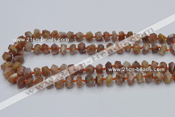 CNG7854 15.5 inches 6*10mm - 8*12mm faceted nuggets sunstone beads