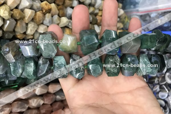 CNG7856 15.5 inches 12*16mm - 15*20mm faceted nuggets moss agate beads