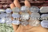 CNG7862 13*18mm - 18*25mm faceted freeform blue chalcedony beads