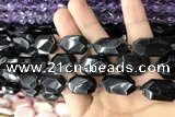 CNG7869 13*18mm - 18*25mm faceted freeform black tourmaline beads