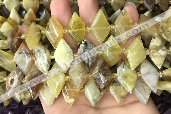 CNG7876 13*20mm - 15*25mm faceted freeform yellow opal beads