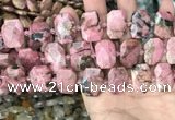 CNG7905 13*18mm - 15*25mm faceted freeform rhodochrosite beads