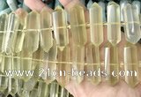 CNG7941 10*22mm - 12*45mm faceted nuggets lemon quartz beads