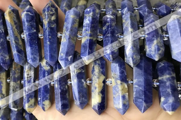 CNG7945 15.5 inches 10*22mm - 12*45mm faceted nuggets sodalite beads