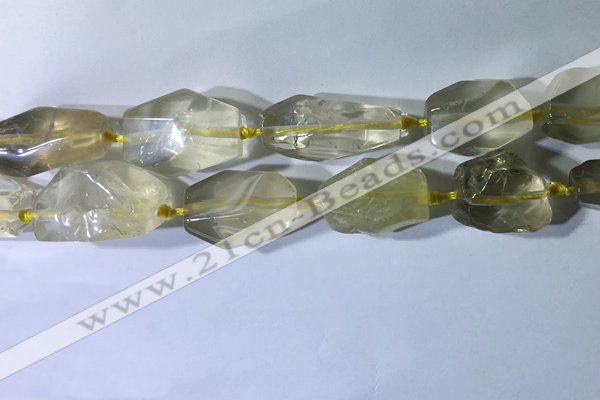 CNG7953 15.5 inches 15*25mm - 20*40mm nuggets lemon quartz beads