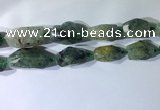 CNG7954 15.5 inches 15*25mm - 20*40mm nuggets green rutilated quartz beads