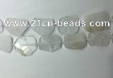 CNG7970 25*30mm - 35*45mm freeform white crystal slab beads