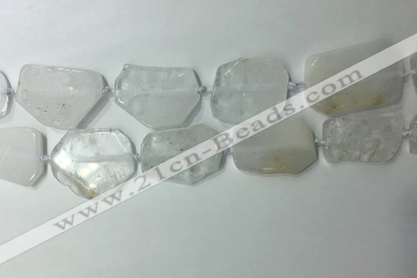 CNG7970 25*30mm - 35*45mm freeform white crystal slab beads