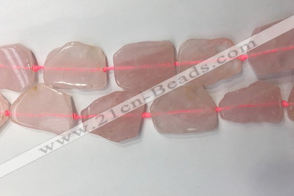 CNG7971 25*30mm - 35*45mm freeform rose quartz slab beads