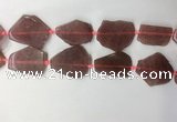 CNG7979 25*30mm - 35*45mm freeform strawberry quartz slab beads