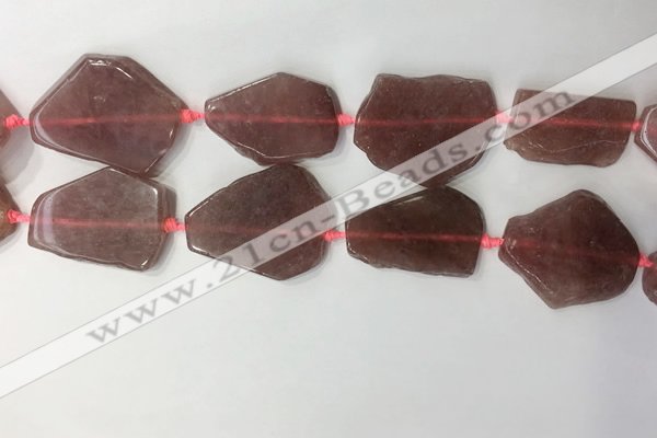 CNG7979 25*30mm - 35*45mm freeform strawberry quartz slab beads