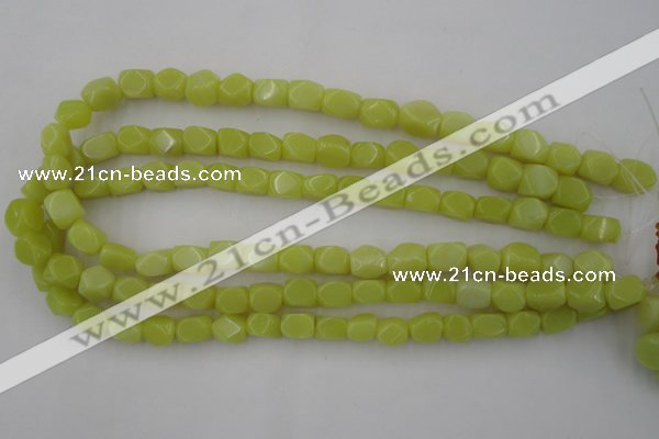 CNG805 15.5 inches 8*12mm faceted nuggets lemon jade beads