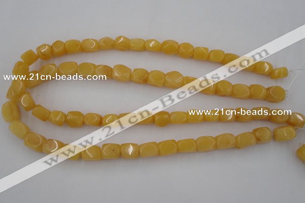 CNG807 15.5 inches 9*12mm faceted nuggets yellow jade beads