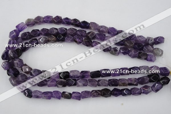 CNG816 15.5 inches 9*12mm faceted nuggets amethyst beads