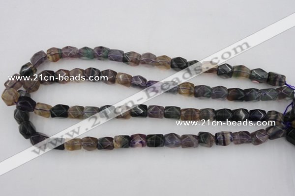 CNG818 15.5 inches 9*12mm faceted nuggets fluorite beads