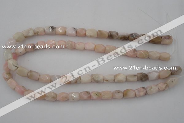 CNG824 15.5 inches 9*12mm faceted nuggets pink opal gemstone beads